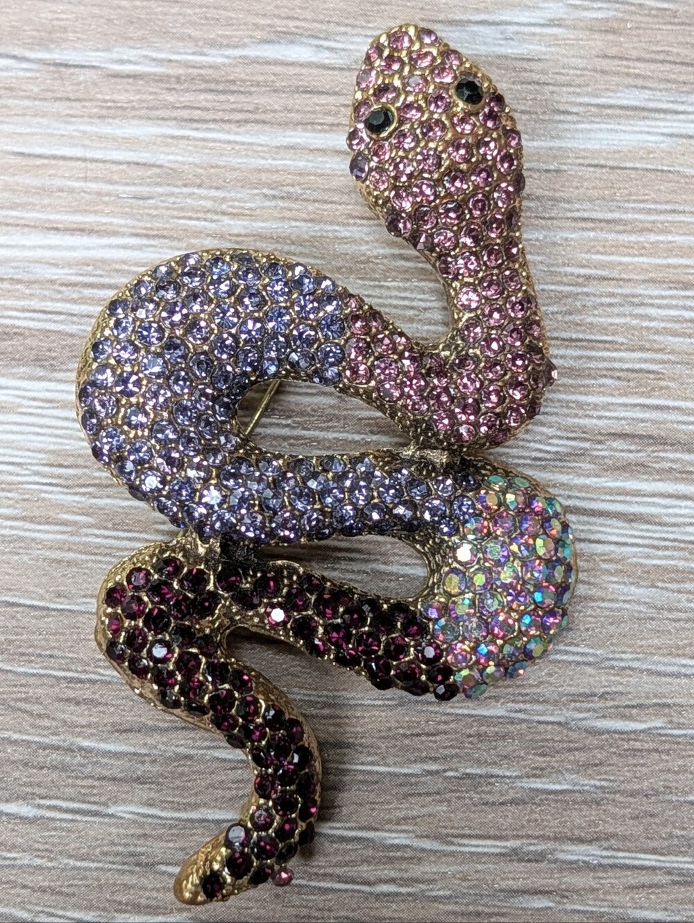 Crystal Snake Brooch Pin - Multicolor Sparkle